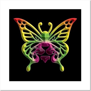 Wolf and butterfly 3d super soft blend drawing cute cool colorful Posters and Art